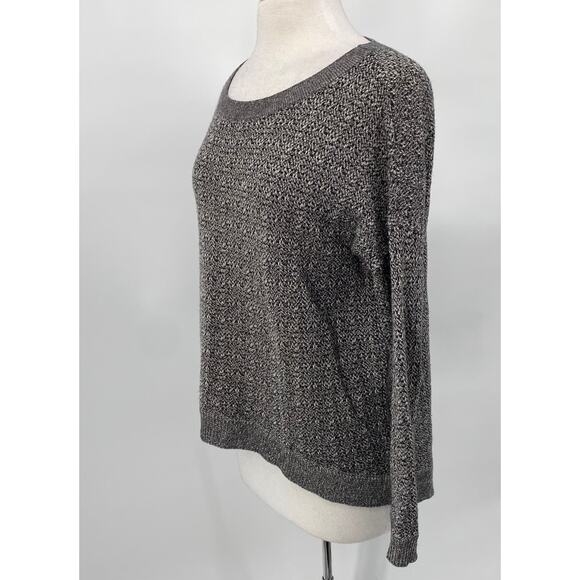 Theory Scoop Neck Knit Sweater Wool Baby Alpaca Silk Blend Gray Black Womens M - Picture 4 of 9